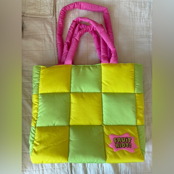 Handbags - Fruit Riot Pink and Yellow Tote Bag